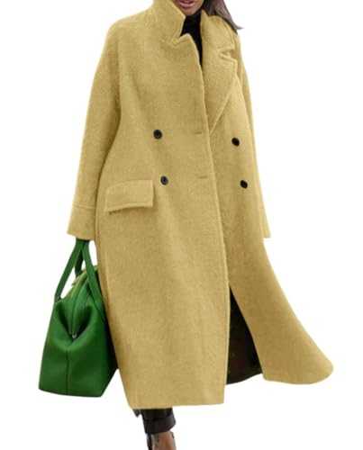 CHARTOU Women Oversized Long Winter Coats Warm Wool Blend Pea Trench Coat Overcoat