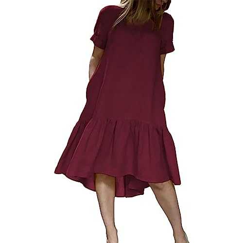 AMDOLE Midi Skirts with Slits Lace Up Skirt High Waisted Solid Color Ruffled Skirt Women's Short Skirt