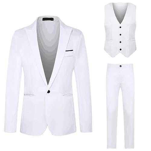Cocila Men's Suit Solid Color Fashion Casual Dress Up Pants Jacket Shirt Three Set Mens Slim Fit Double Breasted Big and Tall Activewear Shorts