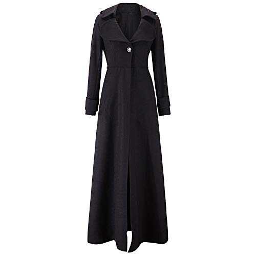 Ekrfxh Women Ladies Winter Button Lapel Slim Maxi Coat Trench Jacket Parka Outwear Wool Overcoat