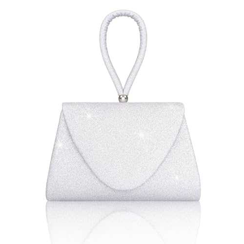 Larcenciel Women's Clutches, Sparkly Top Handle Evening Clutch Bag with Detachable Chain, Ladies Elegant Handbags Sequin Envelope Crossbody Shoulder Bag for Party, Prom, Wedding, 20x13.5x4cm