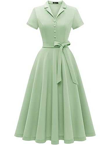 Wedtrend Women's Vintage Tea Dress, Short Sleeve Cocktail Party Dress Work Church Casual Dress