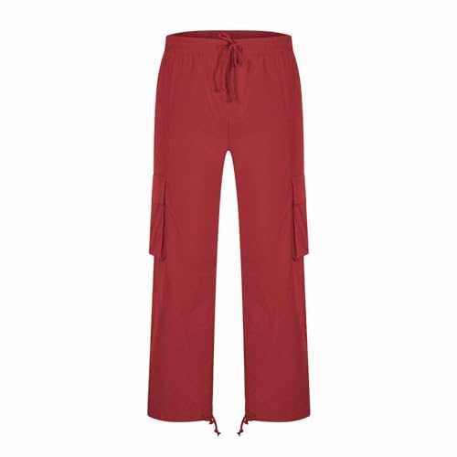Men's Work Trousers with Elasticated Waistband, Cargo Trousers with Many Pockets, Fit Loose Tracksuit Bottoms, Chino Trousers with Waistband, Casual Trousers, Lightweight Cargo Trousers, Plain Lace-Up
