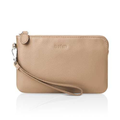 befen Small Leather Wrislet bag for Ladies Stylish Clutch Bag Phone Bag for Women with Ample Capacity-Light Tan