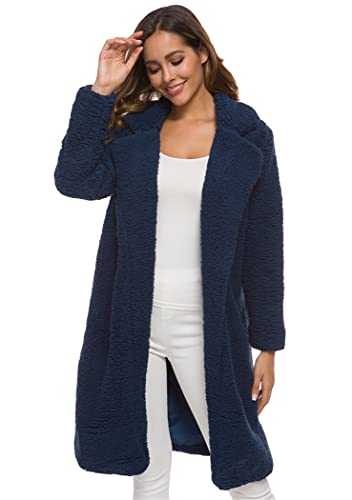 OMZIN Women's Coat Faux Lapel Jacket Long Sleeves Outwear Plush Jacket Coat S-3XL