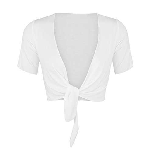 STAR FASHION Women Cap Sleeve Bolero Shrug Tie Up Front Cropped Cardigan Short Sleeves Top UK 8-22