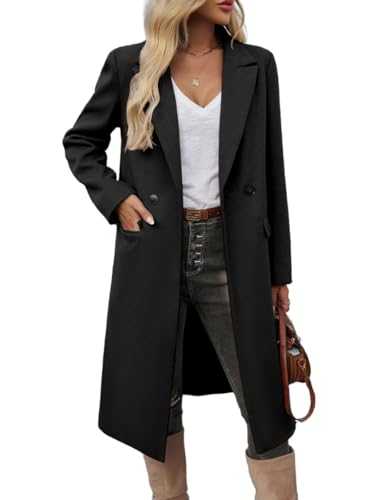 IDEALSANXUN Womens Long Wool Coats Fall Winter Trench Coat Peacoat Dress Jackets