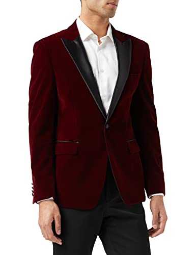 Dinner - Mens Velvet Tuxedo Dinner Jacket Retro Smoking Coat Formal Tailored Fit Blazer