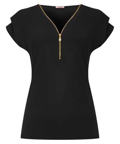 Joe Browns Women's Fashion Zip Neck Cap Sleeve Jersey Top