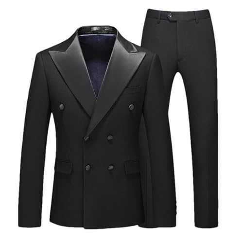 Men's Double-Breasted Suit – Blazer and Pants Prom Groom Wedding Dress Party Tuxedo Show Stage Two-Piece Set