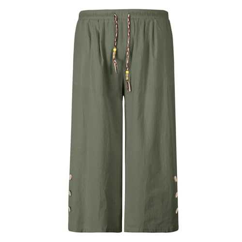 Boho Trousers for Men UK Mens Cotton Linen Trousers Casual Elastic Waist Pants Loose Fit Solid Color with Belt Buckle and Placket Jogging Bottoms Men Short Leg 29 in Mens Slim Stretch Chino