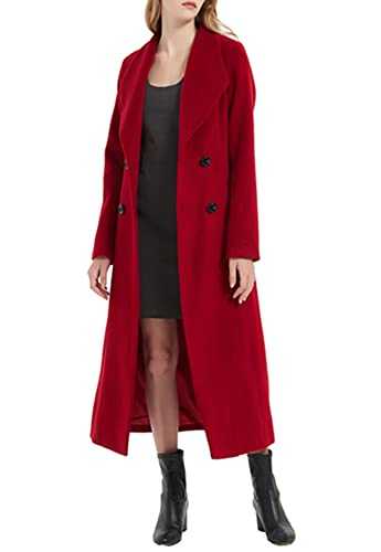 PLAERPENER Autumn Winter Women's Elegant Double-Breasted Cashmere Wool Coat Long Overcoat Jacket