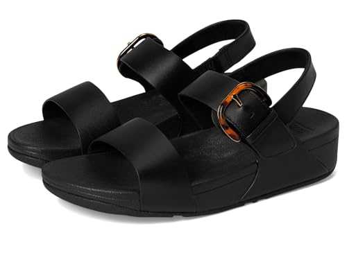 LULU RESIN-BUCKLE LEATHER BACK-STRAP WEDGE SANDALS Woman