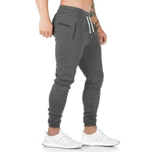 ZOXOZ Mens Jogging Tracksuit Bottoms with Zip Pockets Slim Fit Jogging Cotton Fitness Sports Running Sweatpants Trousers