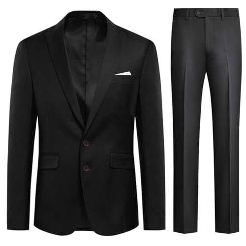 Mens 2 Piece Slim Fit Suit Set 2 Button Blazer Jacket&Trousers Wedding Business Dress Tuxedo