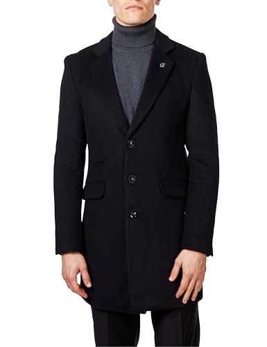 NATE - Men’s Long Overcoat Wool Blend Classic Tailored Fit 3/4 Mid Length Coat Jacket