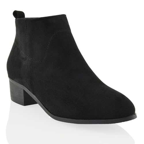 ESSEX GLAM Womens Ankle Boots Ladies Cowboy Western Chelsea Black Booties Shoes Size 3-8