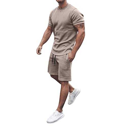 Uwdiohq Men's Activewear Suit Fashion Pattern Printing Zipper Ripple Simple Style FOR Mens Shirt Comfortable Casual Mens Shorts Swith Pocket Luxury Tracksuit Suit Outdoor Sports Football Jogging