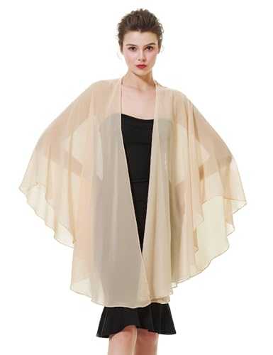 BEAUTELICATE Women Chiffon Shawl Wrap Shrug Oversized Cape Poncho Sheer Cover Up Scarf for Summer Wedding Evening Bridal Bridesmaids Mother of The Bride