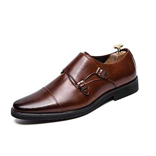 HJUGHPN Formal Shoes For Men Slip On Men Dress Shoes Classic Leather Oxfords For Wedding Party Business Flat Shoes Mens Loafers Designer Formal(Brown,13)