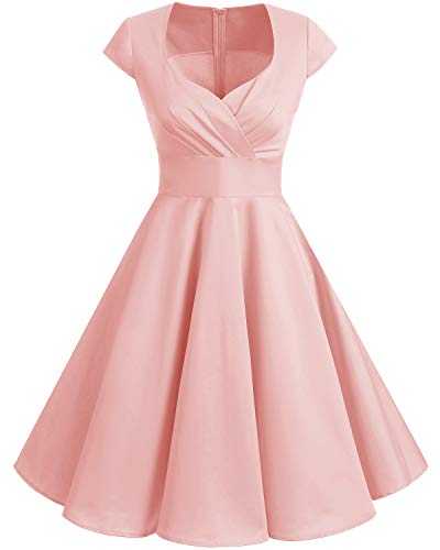 Bbonlinedress Women's 50s 60s A Line Rockabilly Dress Cap Sleeve Vintage Swing Party Dress