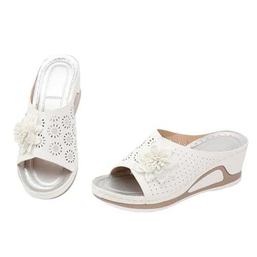 WILLBEST Women Wedge Sandals with Arch Support Sling-Back Toe-Post Espadrille Platform Comfy Cross Strap Flip Flop Summer Shoes Sandals