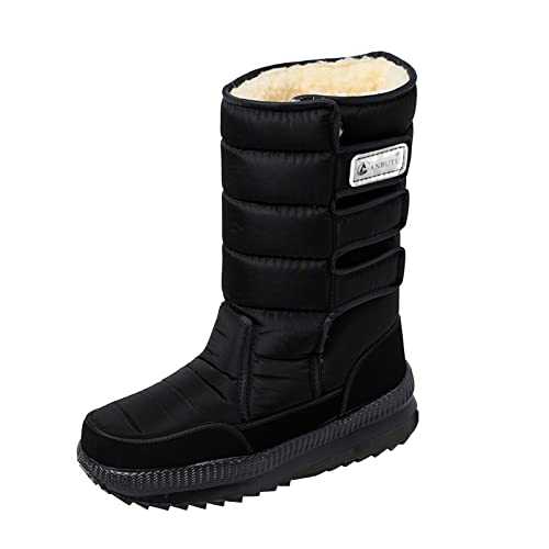 Momolaa Men Snow Boots Clearance Anti-slip Cold Weather Shoes Fur Lined Waterproof Winter Shoes Warm Slip On Mid Calf Zipper Booties Walking Rain Snow Winter Boots Lightweight Outdoor Hiking Boots