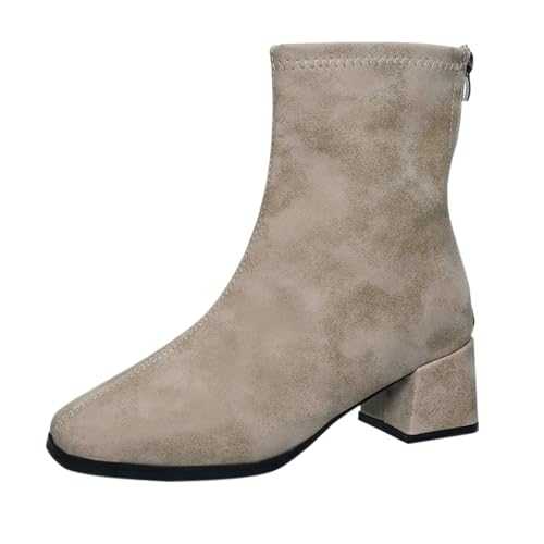 YPksajeg Womens Ankle Boots Pointy Toe Ankle Boots Comfort Modern Short Boots Fashion Stylish Booties Slip on Chunky High Heel Chelsea Boots Classic Side Zip Ladies Boots Wide Fit Walking Shoes