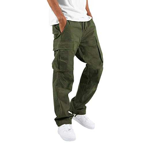 TOPJIAO Men's Cargo Work Combat Trousers Men's Trousers Lightweight Cotton Elasticated Work Trousers for Men Gardening Trousers for Men UK Site Work Trousers Men Summer Trousers for Men UK