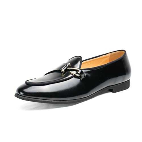 Mens Shoes Patent Leather Formal Business Oxford Dress Shoes Casual Slip on with Buckle