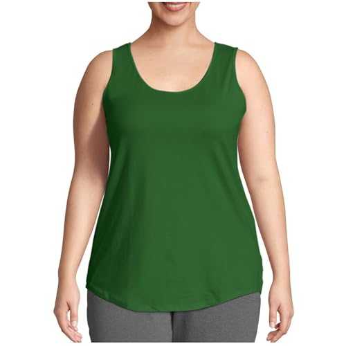 Camisole Tops for Women Clearance Womens Summer Tank Tops Plus Size T-Shirts Solid Color Casual Crewneck Shirts Vest Flowy Boho Tops Trendy Pullover Basic Tees Workout Shirt