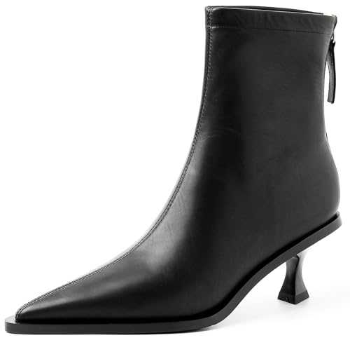 QUTAA Fashion Ankle Boots For Women Women's Pointed Toe Winter Zipper High Heels Booties