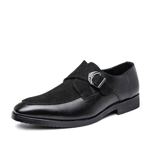 Men's Classic Monk Strap Formal Oxford Shoes Leather Slip on Business Dress Shoes Modern Casual Loafers