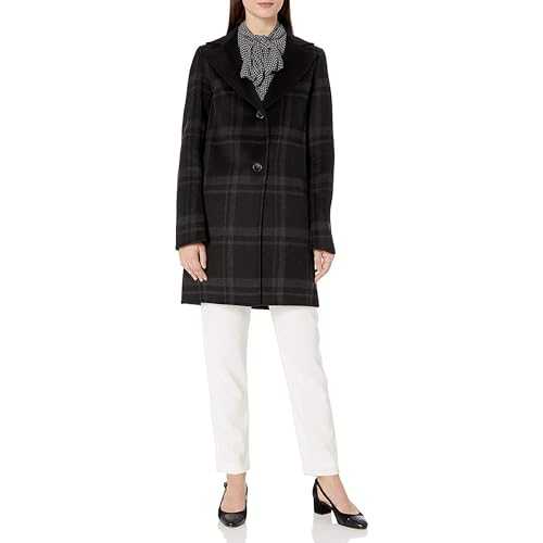 T Tahari Women's Jayden Double Face Topper with Button Closure Wool Coat