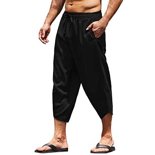 SKTIISN Linen Trousers Mens Pink Men's Jogging Bottoms Men Cotton Sweatpants Jogging Tracksuit Bottoms Outdoor Pants Loose Fit Joggers Tracksuit Bottoms Men with Loose Fit Gym Joggers for Men Men