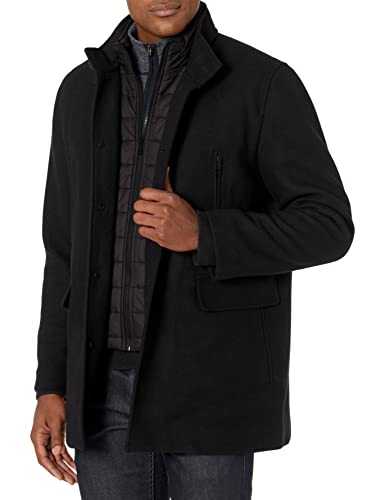 Cole Haan Signature Men's Wool Twill Topper with Nylon Bib Coat