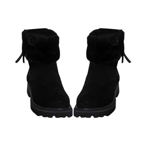 Winter Boots for Women UK Sale Clearance, Faux Fur Lined Suede Snow Boots,Warm Wide Fit Ankle Boots,Soft Zip up Slip on Sheepskin Boots,Thickened Mid Calf Leather Hug Boots Ladies