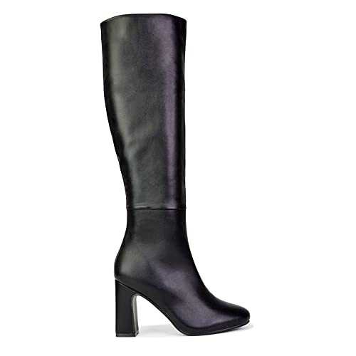 ESSEX GLAM Womens Knee High Boots Ladies Mid High Block Heel Formal Long Booties Shoes Size 3-8