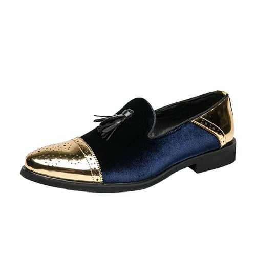 Mens Slip On Smart Shoe Shinny Metallic Wedding Shoes Derby Formal Shoes Men's Oxfords Formal Dress Shoes UK Clearance Brogue Dress Business Shoes Mens Leather Loafers