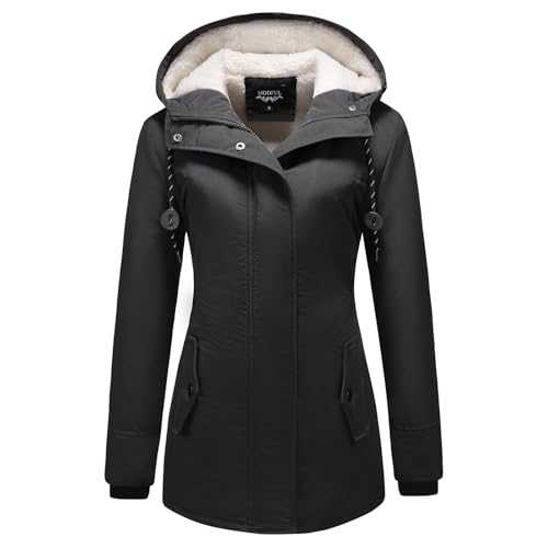 MODFUL Women's Sherpa Lined Parka Jacket Warm Winter Coat Hooded Thick Outerwear