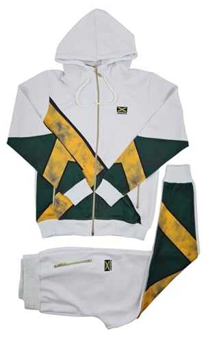 Time Is Money Jamaica Tracksuit for Men – Slim Fit Hoodie & Joggers Set – Polyester – Black, White, Olive