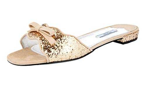 Prada Women's 1XX229 36B F0522 Metallic Fabric Sandals UK 7 / EU 40