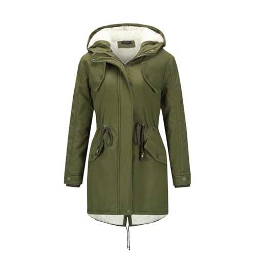 YYNUDA Womens Winter Hooded Coat Fleece Jacket Warm Ladies Coat Long Sleeve Parka Coat