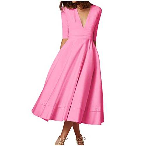 Womens Short Sleeve Dresses UK, Summer Casual 2024 Dress Comfortable Ladies Cute Dresses