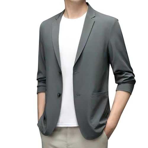 Men's Summer Lightweight Breathable Linen Jacket Work Casual Stretch Slim Fit Sport Coats Suit Elegant Sporty Blazer for Weddings Parties Graduation Business Jackets Dress Lapels