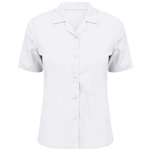 KNWER CLOTHING Womens Blouse Revere Collar Shirt Office Work School Uniform Formal Top Ladies Formal Work Wear Simple Shirt