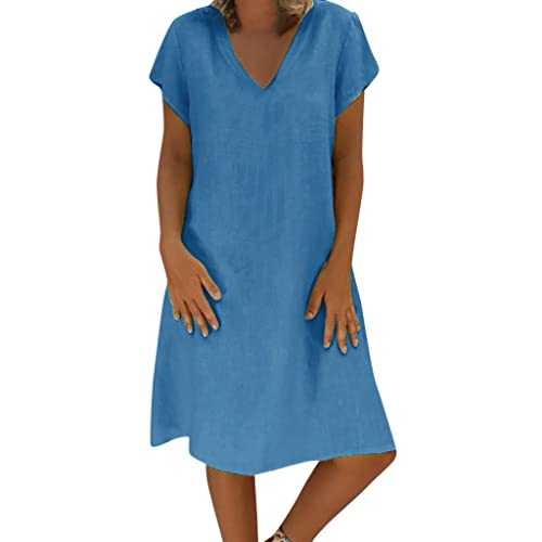 Celucke Long Summer Dresses for Women, Women Summer Style Feminino Vestido T-shirt Casual Plus Size Ladies Dress, Plus Size Dresses for Women UK, Bohemian Summer Dresses, Bohemian Summer Dresses