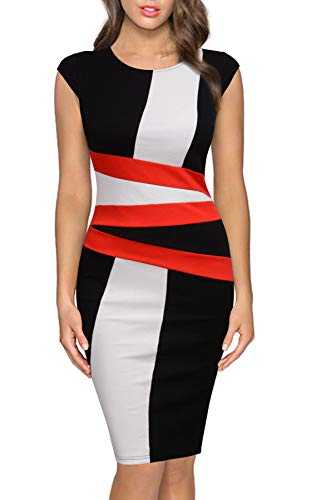 Mmondschein Women Fashion Sleeveless Elegant Casual Party Pencil Work Dress Black Sleevless L