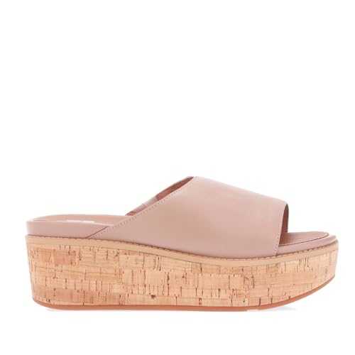 Women's Fit Flop Eloise Leather Wedge Slide Sandals in Cream