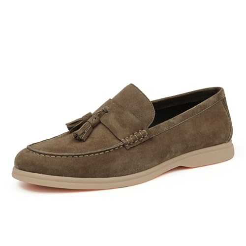 Men's Tassels Suede Leather Loafers Casual Slip On Shoes
